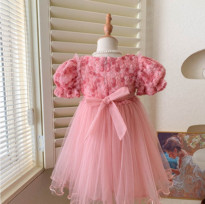 Children's Dress Tulle Pearls Flowers