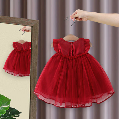 Children's Dress Tulle Lace Pearls