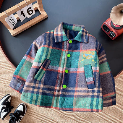 Women's Children's Checkered Jacket with Little Buttons