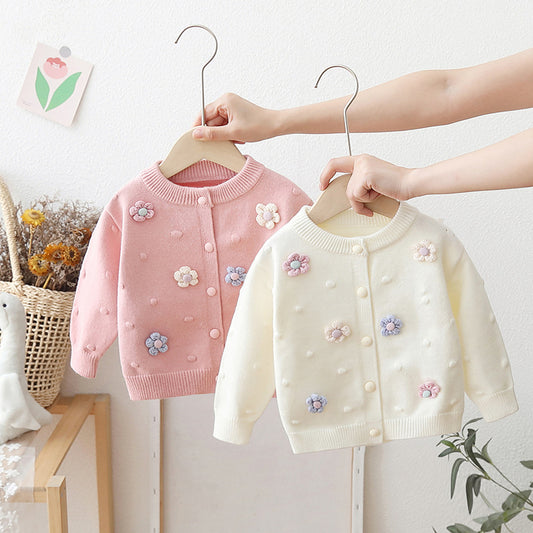 Cardigan Infantil Tricô Florzinhas