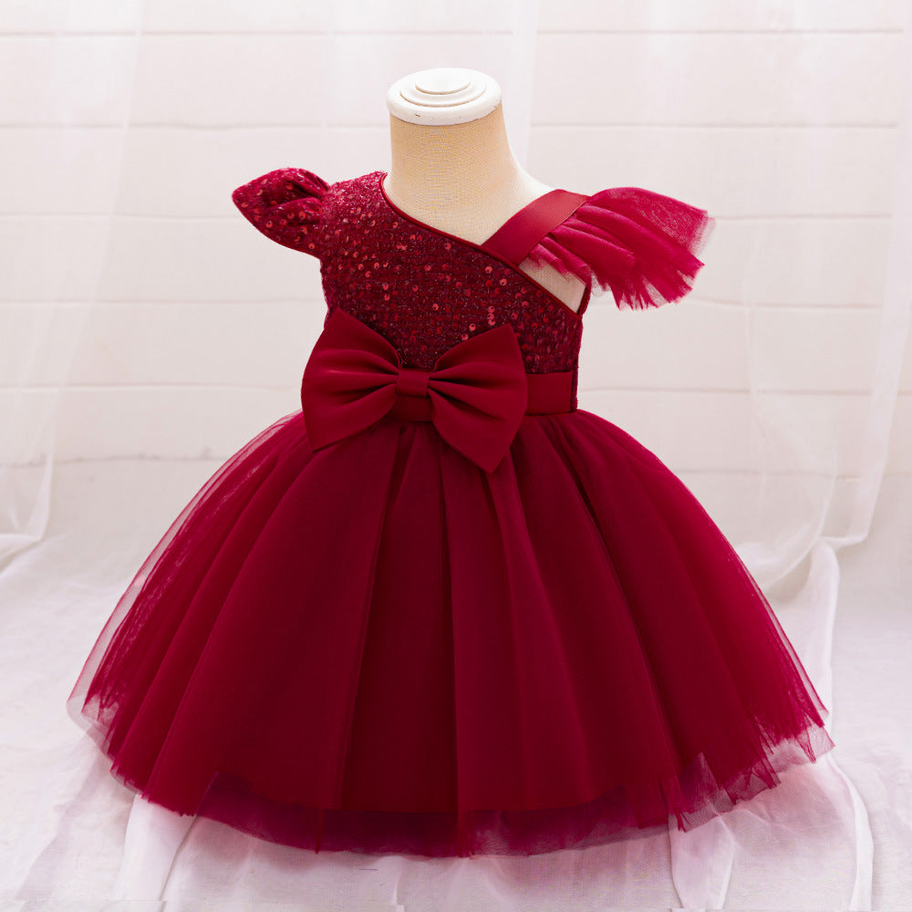 Children's Party Dress Rhinestone Bow