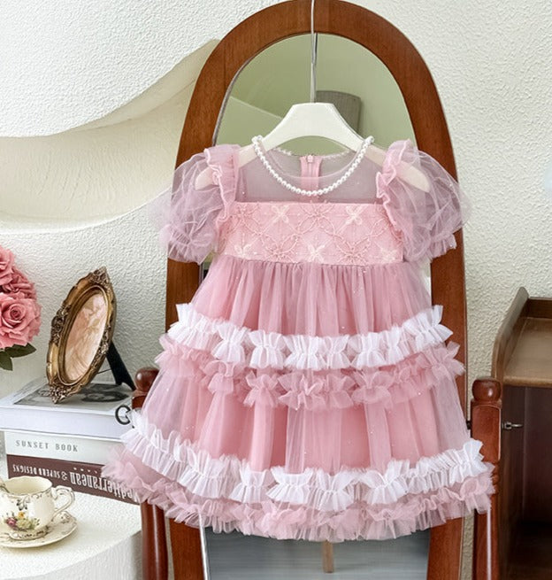 Children's Tulle Pearl and Bow Dress