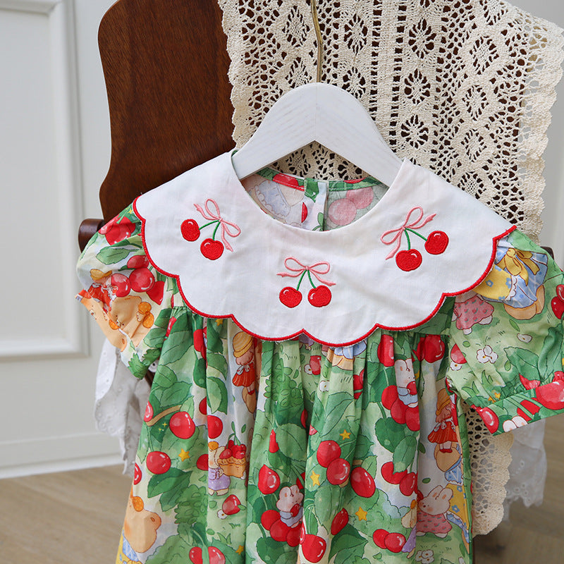 Cherry Neck Children's Dress