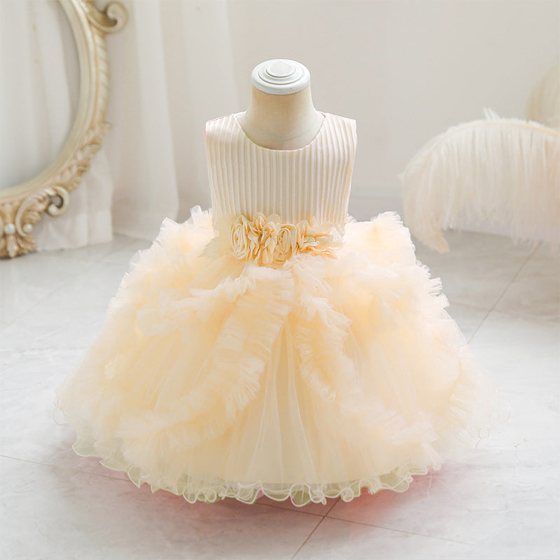 Children's Party Dress Tulle Skirt Flowers