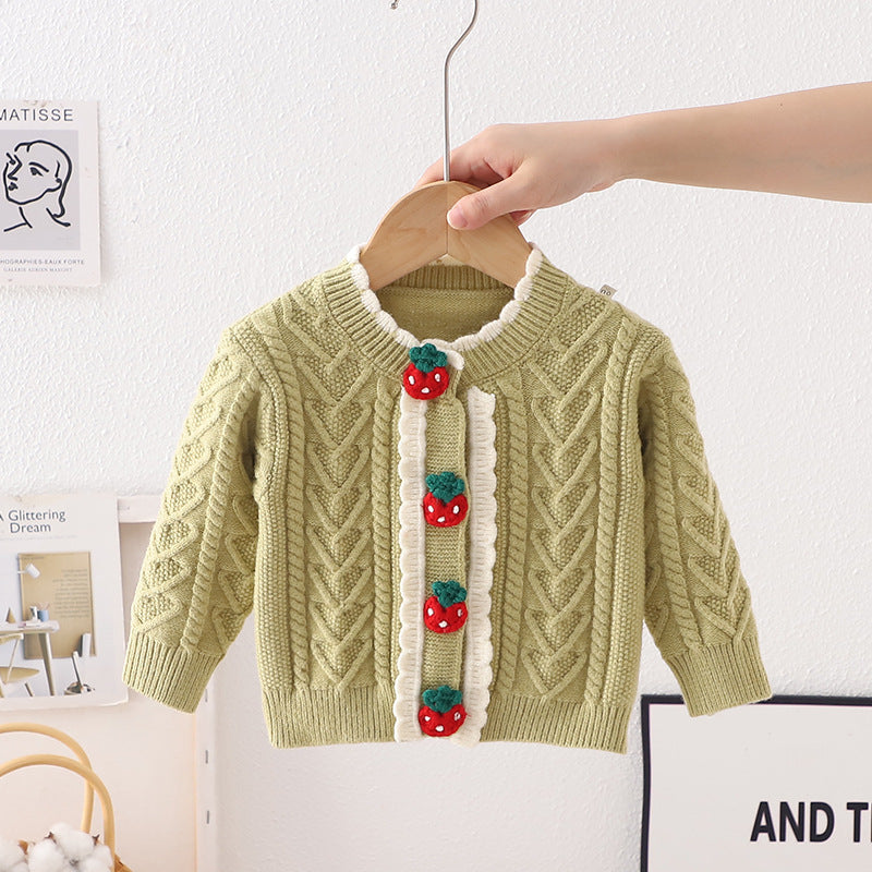 Children's Knitted Strawberry Cardigan