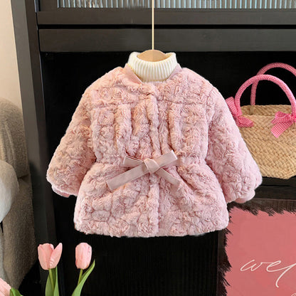 Children's Women's Plush Bow Coat