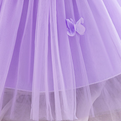 Purple Flowers Children's Party Dress