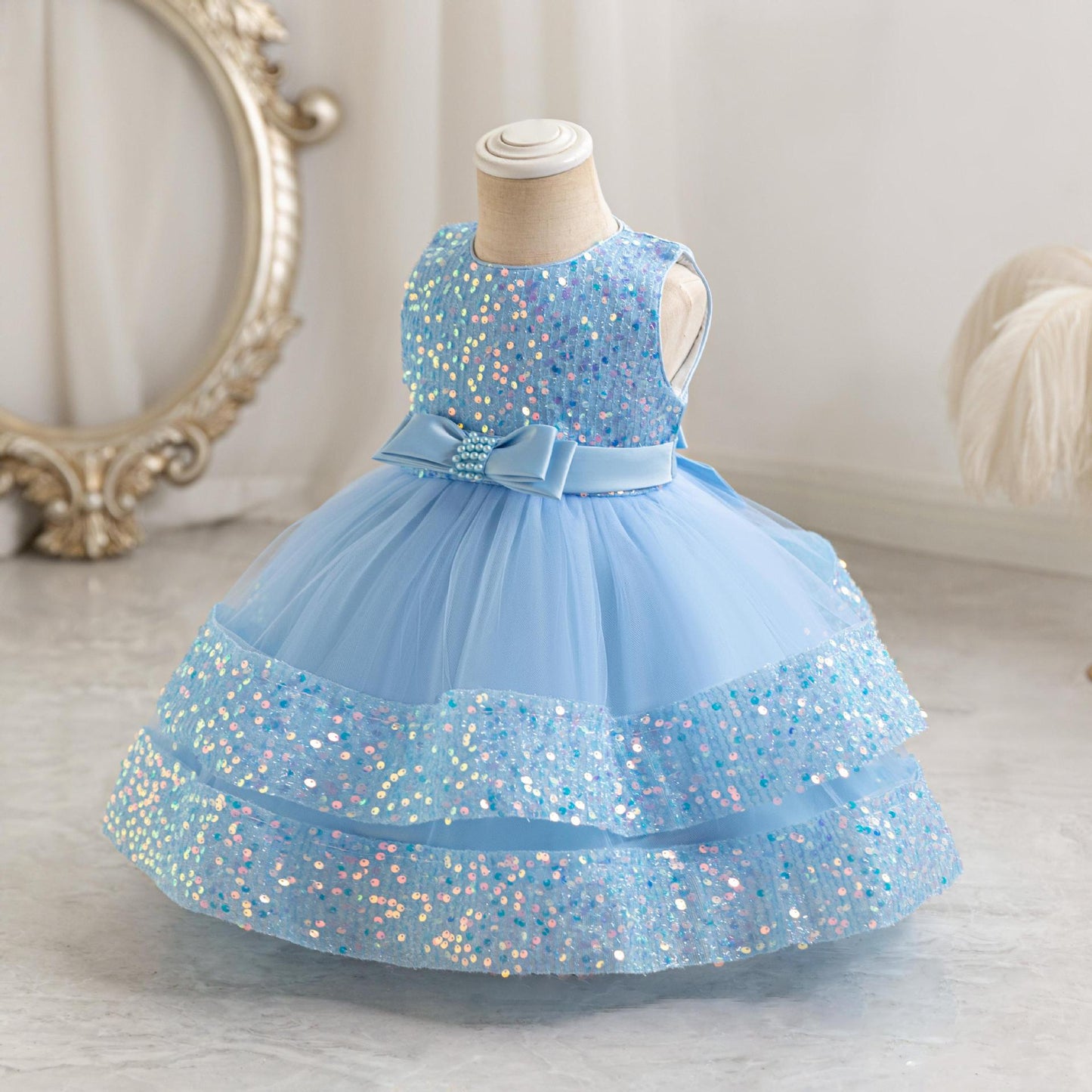 Shiny Bowknot Children's Party Dress