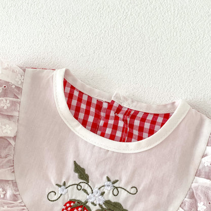 Girls' Plaid Strawberry Bodysuit