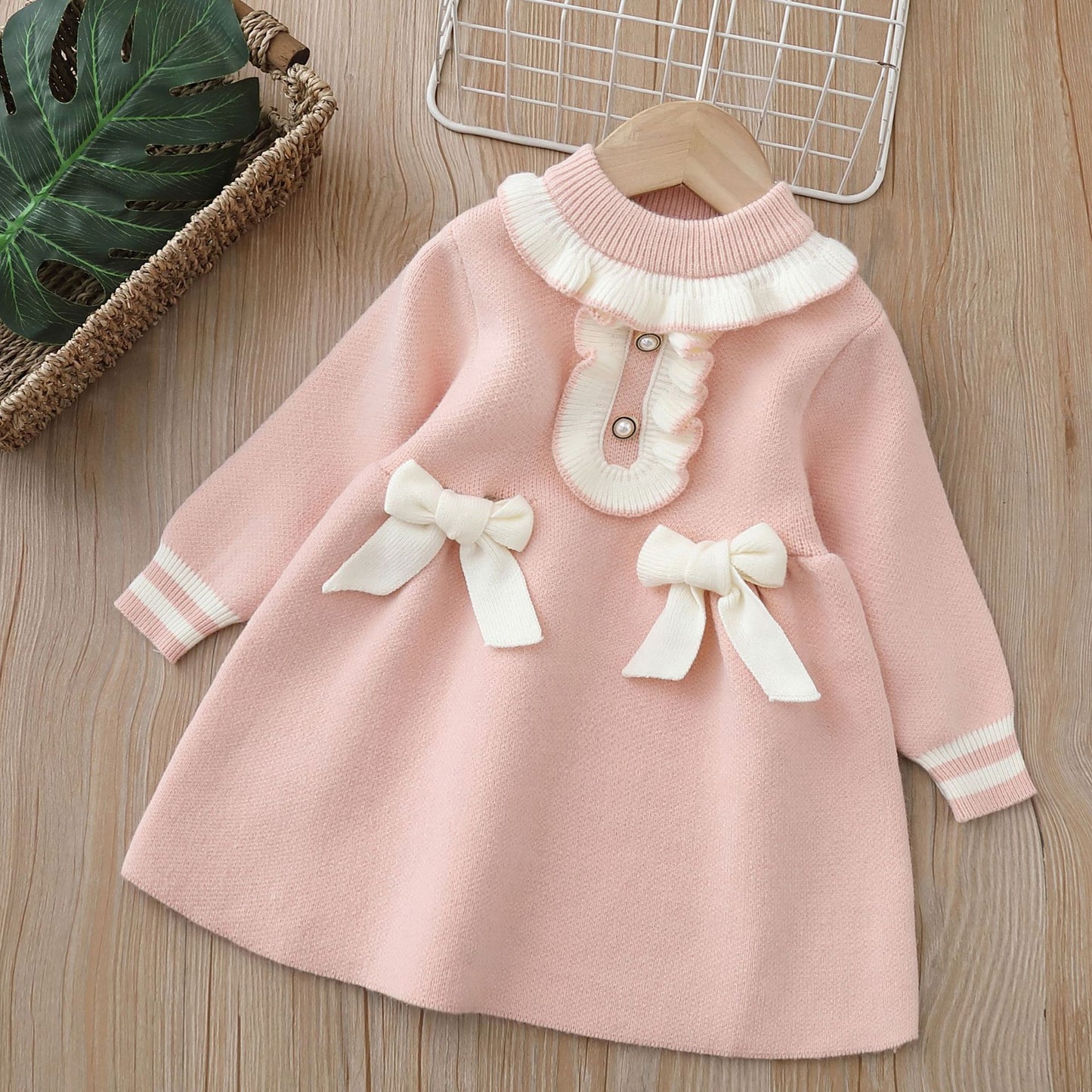 Children's Knitted Dress with Bows