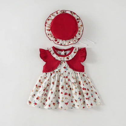 Summer Children's Dress Little Flowers + Hat