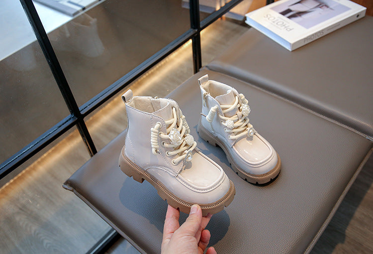 Girls' Boots with Rose Brooch