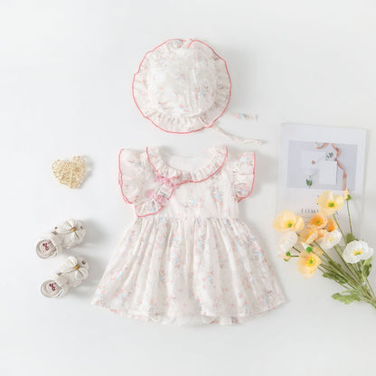 Summer Children's Dress Little Flowers with Hat