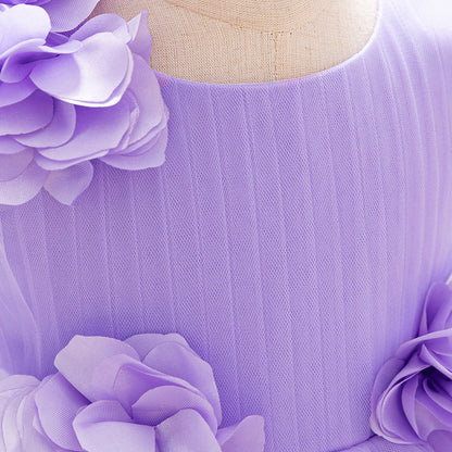 Purple Flowers Children's Party Dress