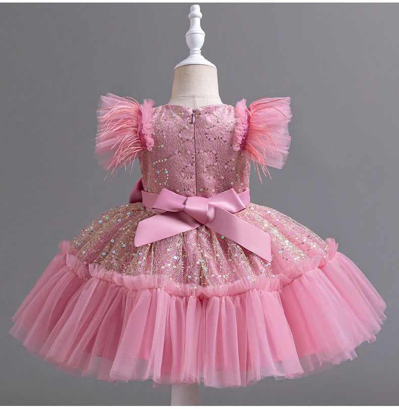 Shiny Bowknot Children's Party Dress