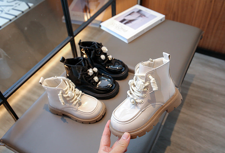 Girls' Boots with Rose Brooch