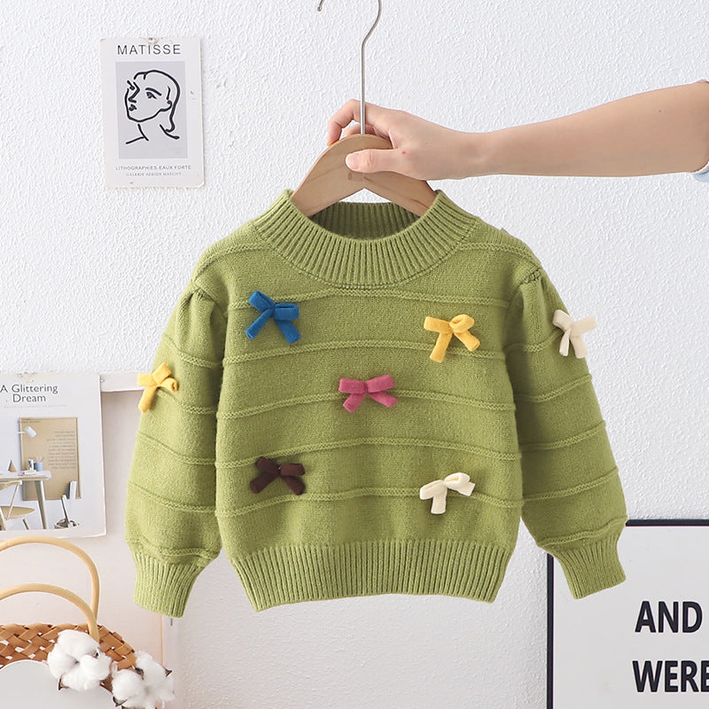 Women's Children's Knitted Bow Blouse