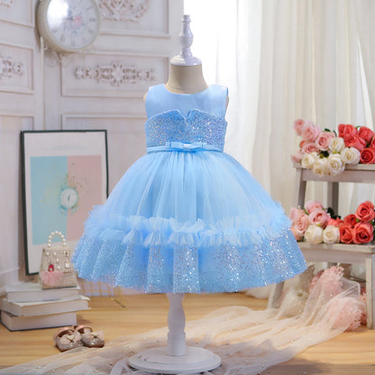 Children's Party Dress Shiny Tulle Lace