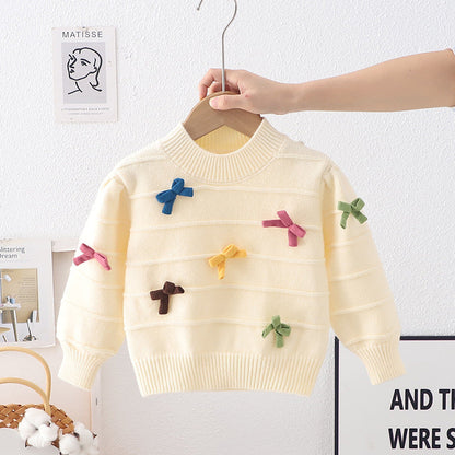 Women's Children's Knitted Bow Blouse