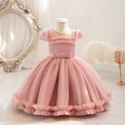 Pleated Tulle and Pearls Children's Party Dress