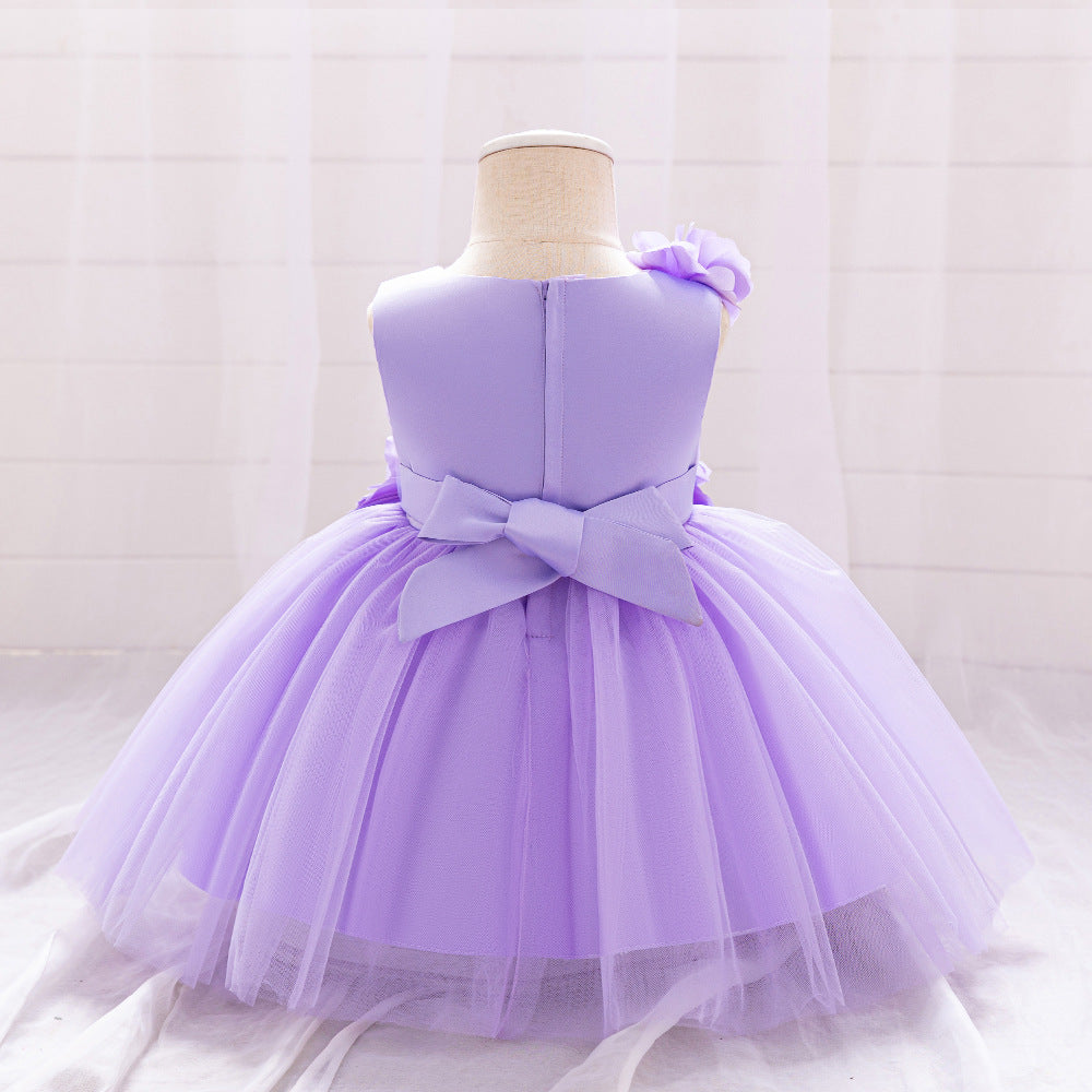 Purple Flowers Children's Party Dress