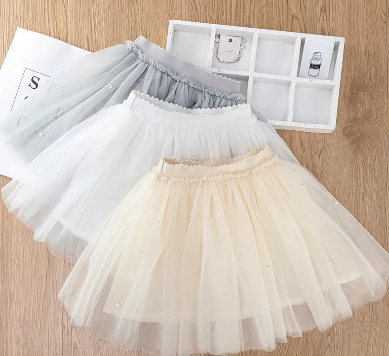 Children's Tulle Pearls Skirt