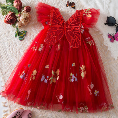 Children's Dress Tulle Floral Wing