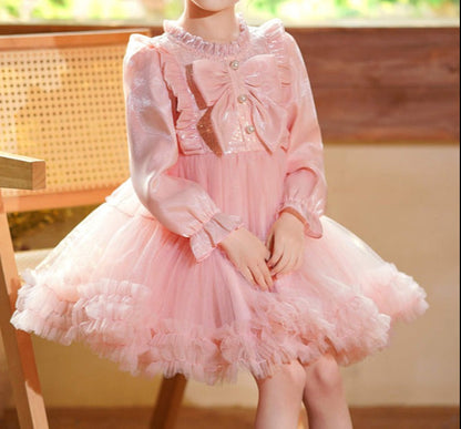 Children's Dress Tulle Lace Pearls