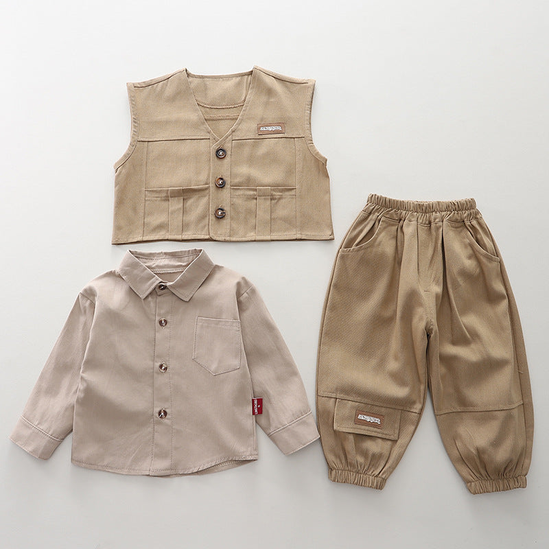 Men's Children's Set 3 Pieces Vest Pockets