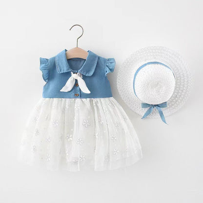 Children's Dress Tulle and Jeans Bow