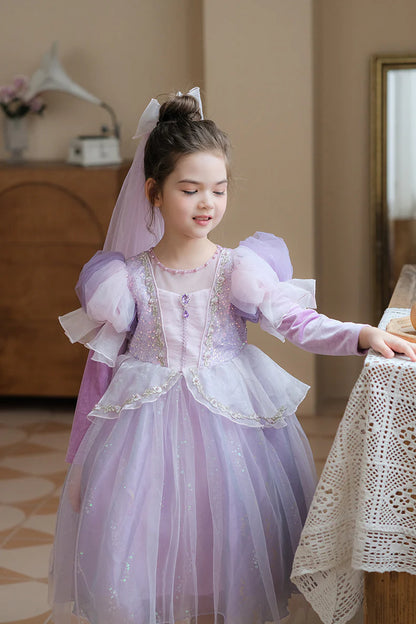 Princess Long Sleeve Shiny Children's Dress