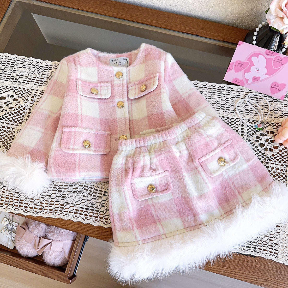 Pink Fur Girls' Infant Set