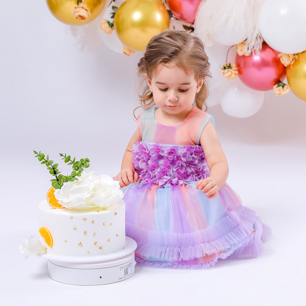 Children's Tulle Colors Floral Dress