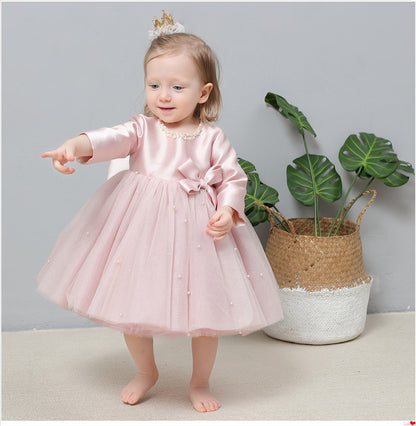 Children's Pearls and Bow Party Dress