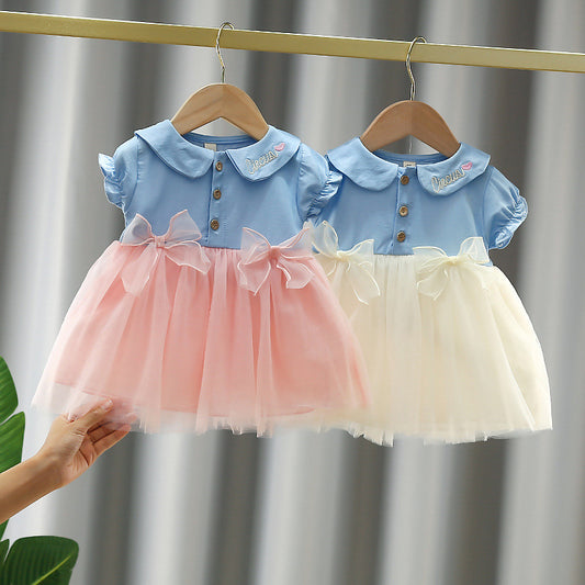 Children's Dress with Bow Collar