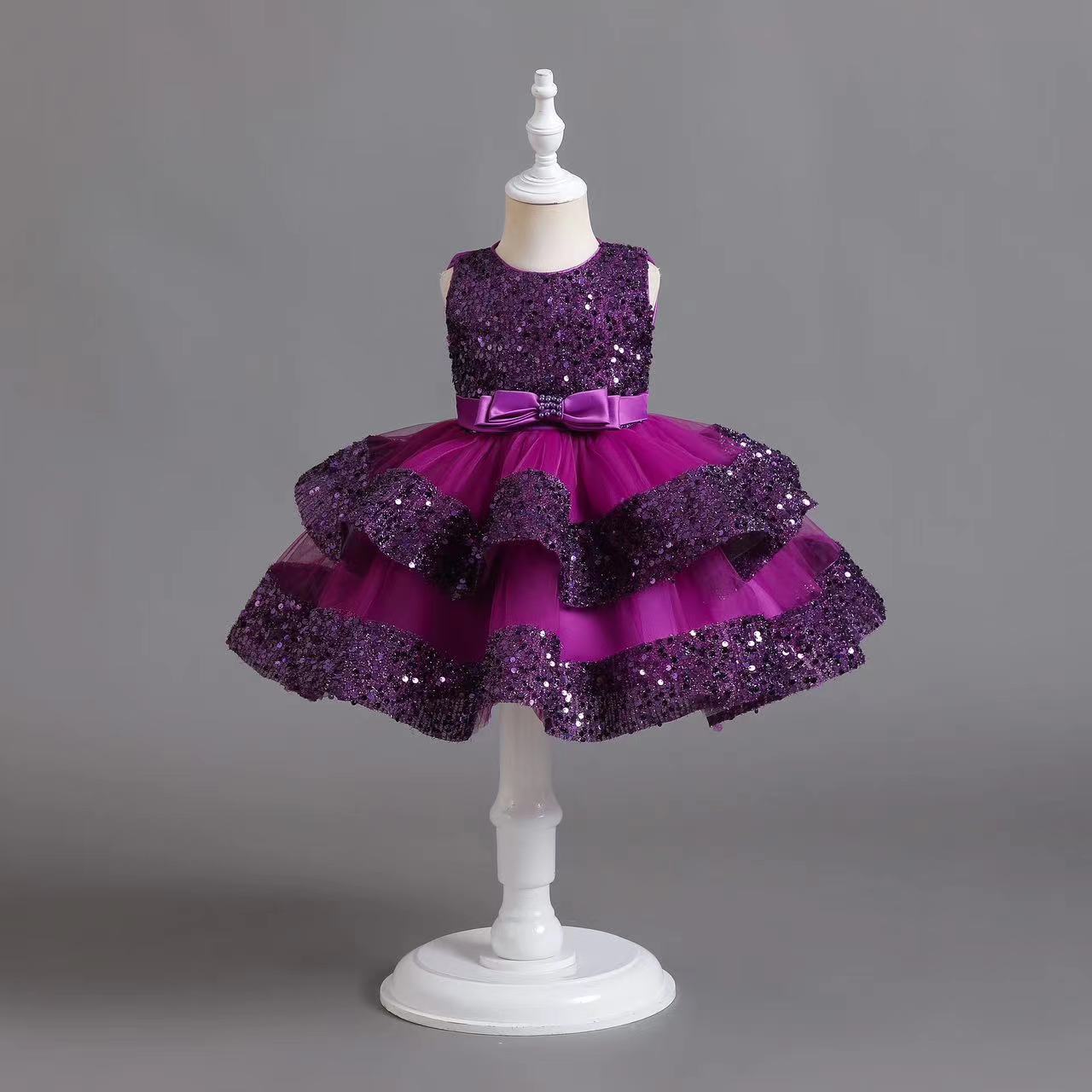 Shiny Bowknot Children's Party Dress