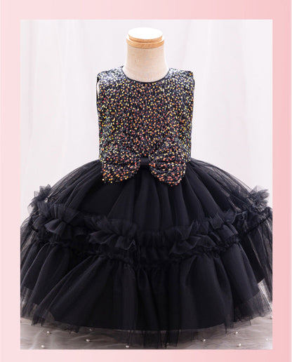 Children's Party Dress Tulle and Shiny Bow