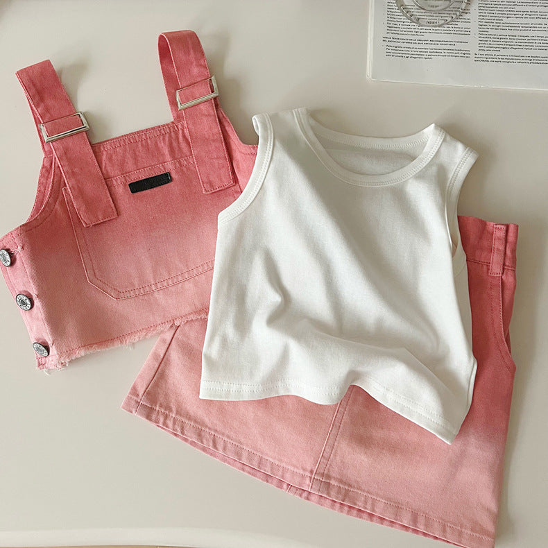 Girls' Infant Set Jeans Buttons 3 Pieces