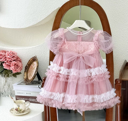 Children's Tulle Pearl and Bow Dress