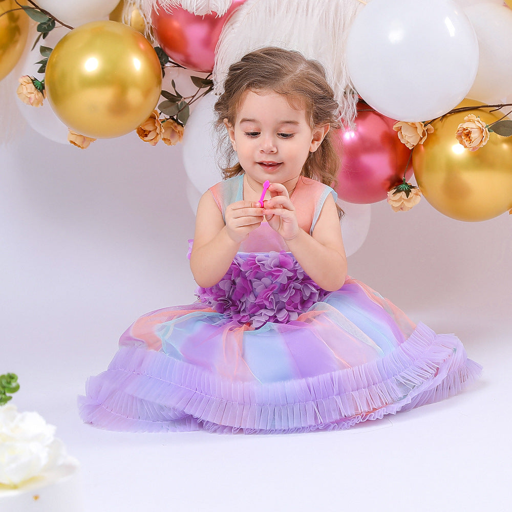 Children's Tulle Colors Floral Dress