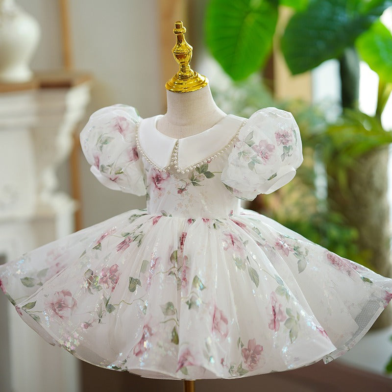 Children's Dress Floral Pearls Collar