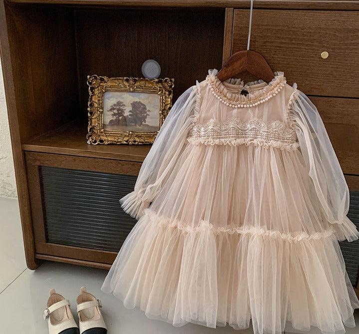 Children's Tulle Lace and Pearls Dress