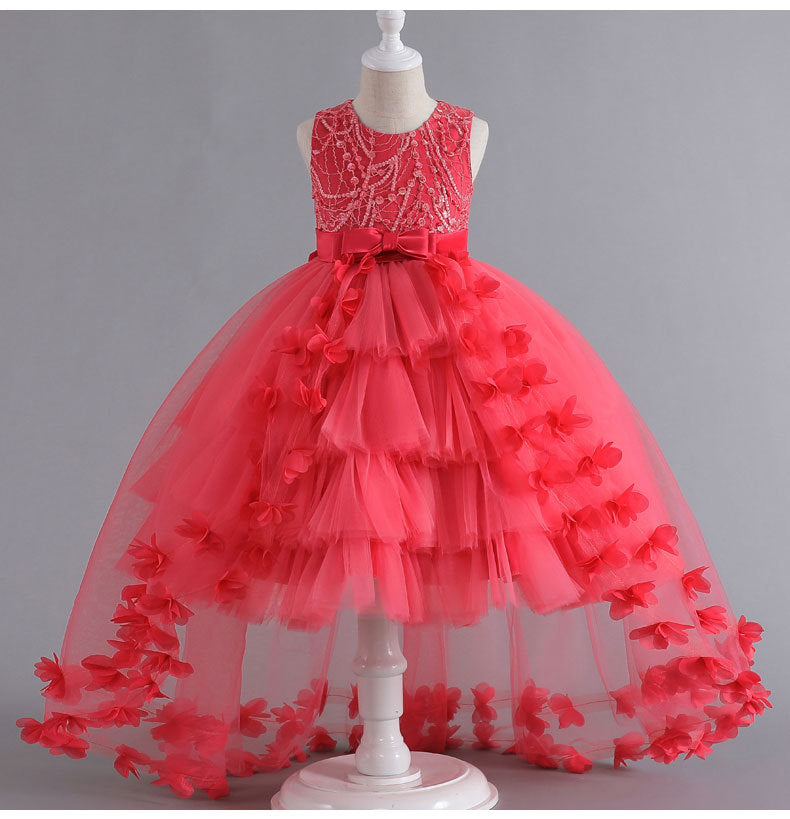 Bright Flowers and Bow Children's Party Dress