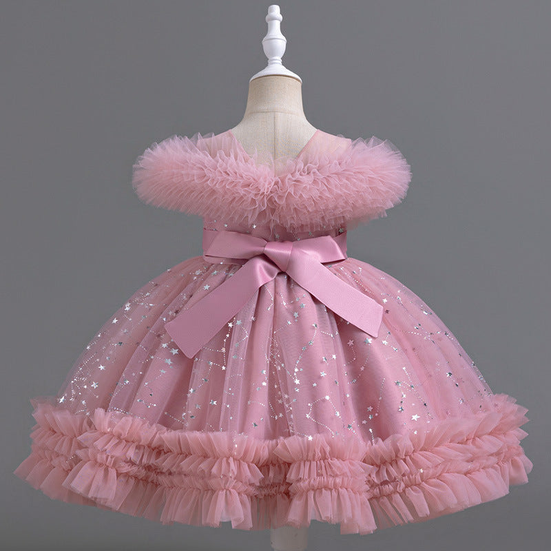 Tulle Little Stars and Flowers Children's Party Dress