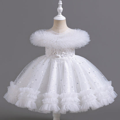 Tulle Little Stars and Flowers Children's Party Dress