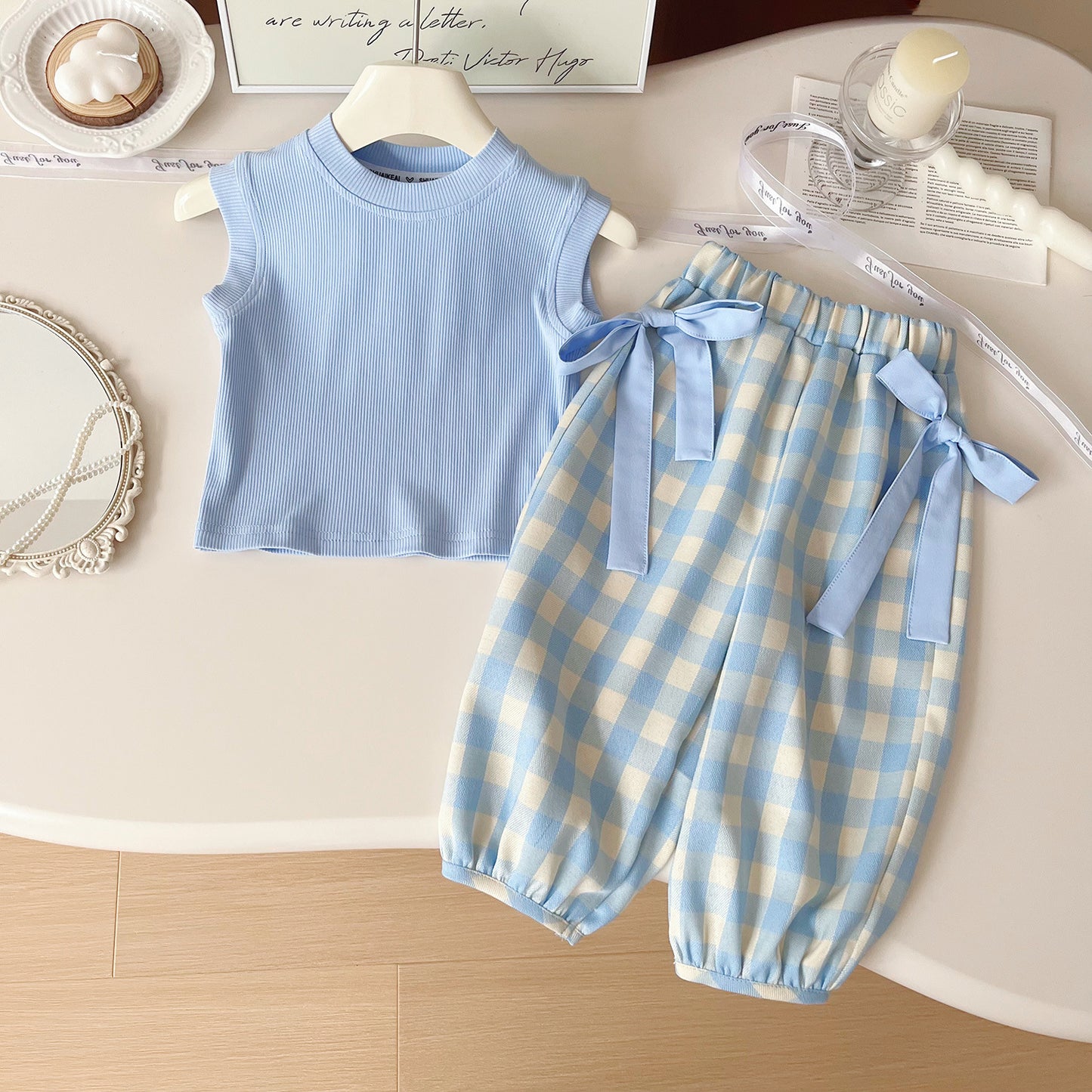 Blue Plaid Girls' Children's Set