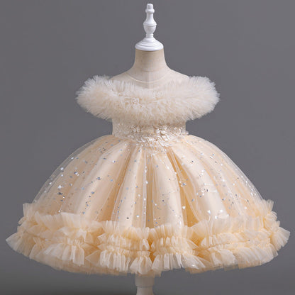 Tulle Little Stars and Flowers Children's Party Dress