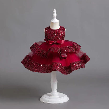 Shiny Bowknot Children's Party Dress