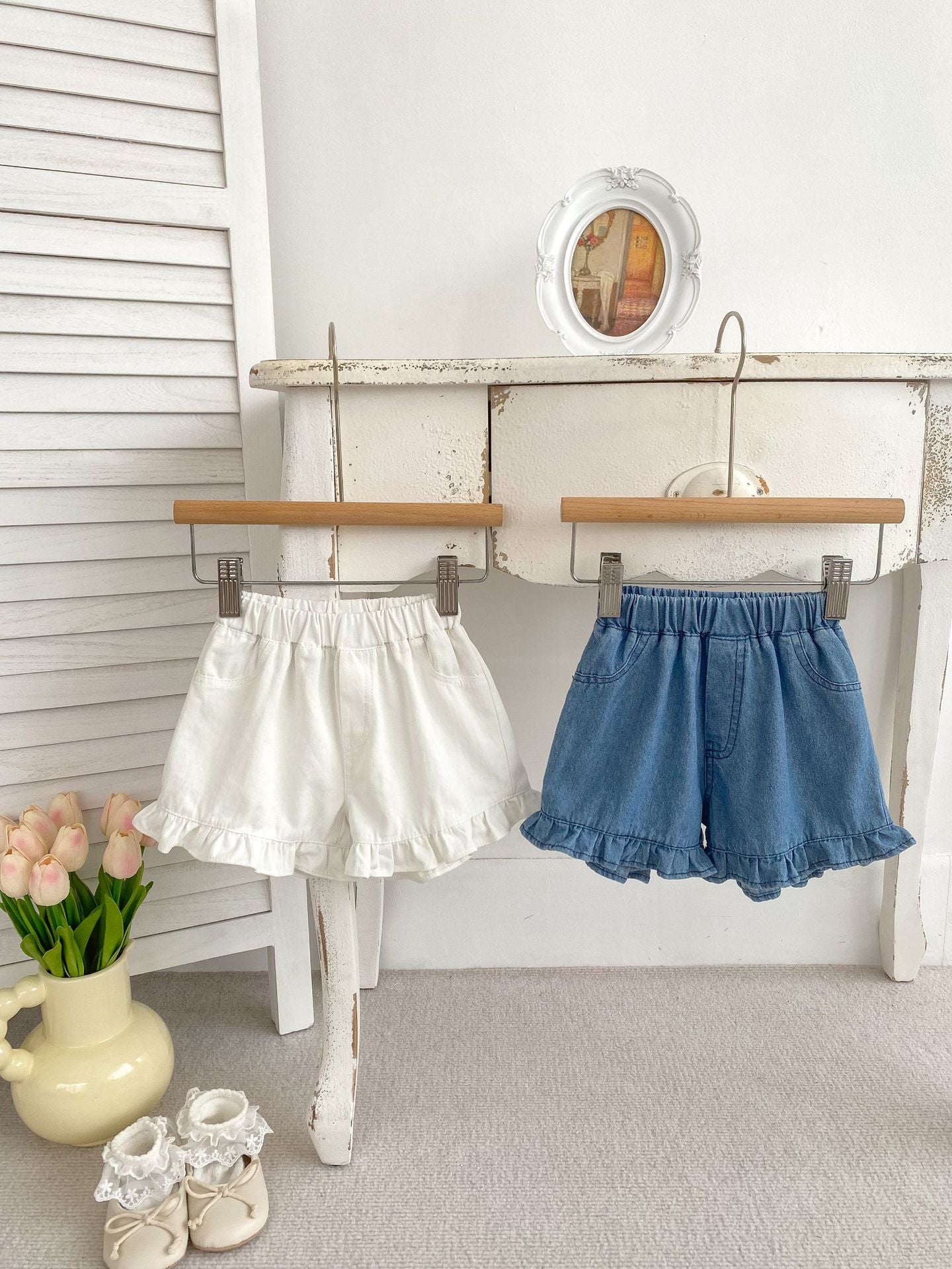 Girls' Infant Shorts Jeans Ruffles