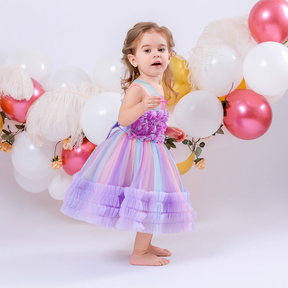 Children's Tulle Colors Floral Dress